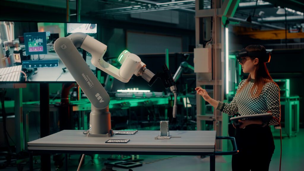 A robotic arm standing on a table