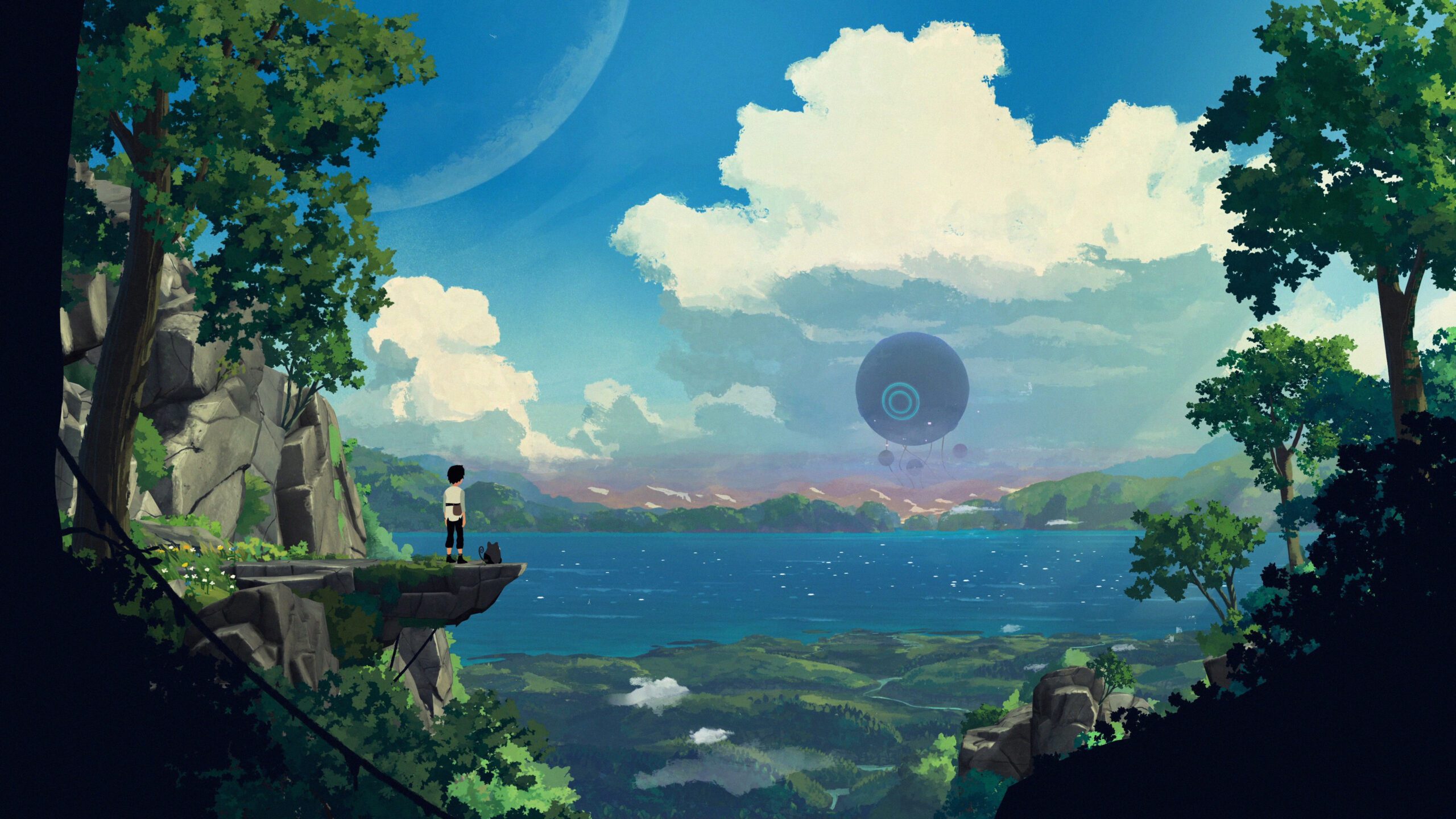 Blue sky and water from the game Planet of Lana