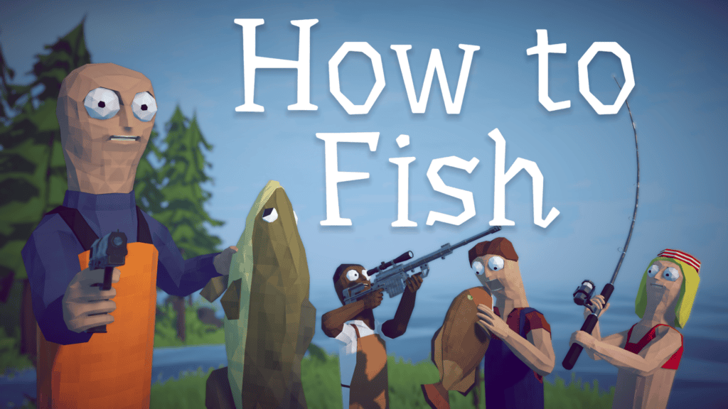 En scen från ett spel av Dazed Games i Skövde. How to fish.